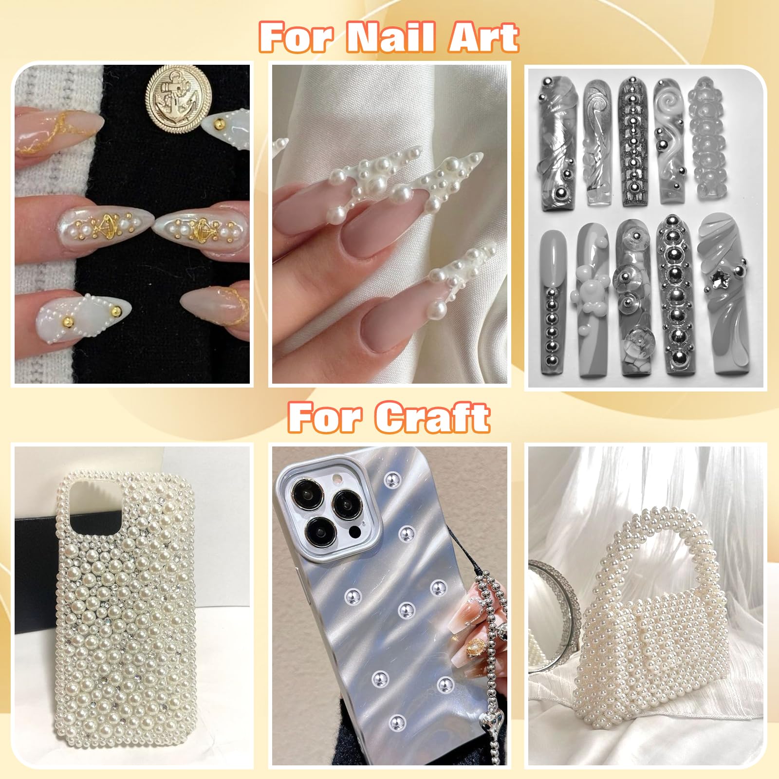 Comparison of different pearl sizes from 2mm to 8mm in storage box
