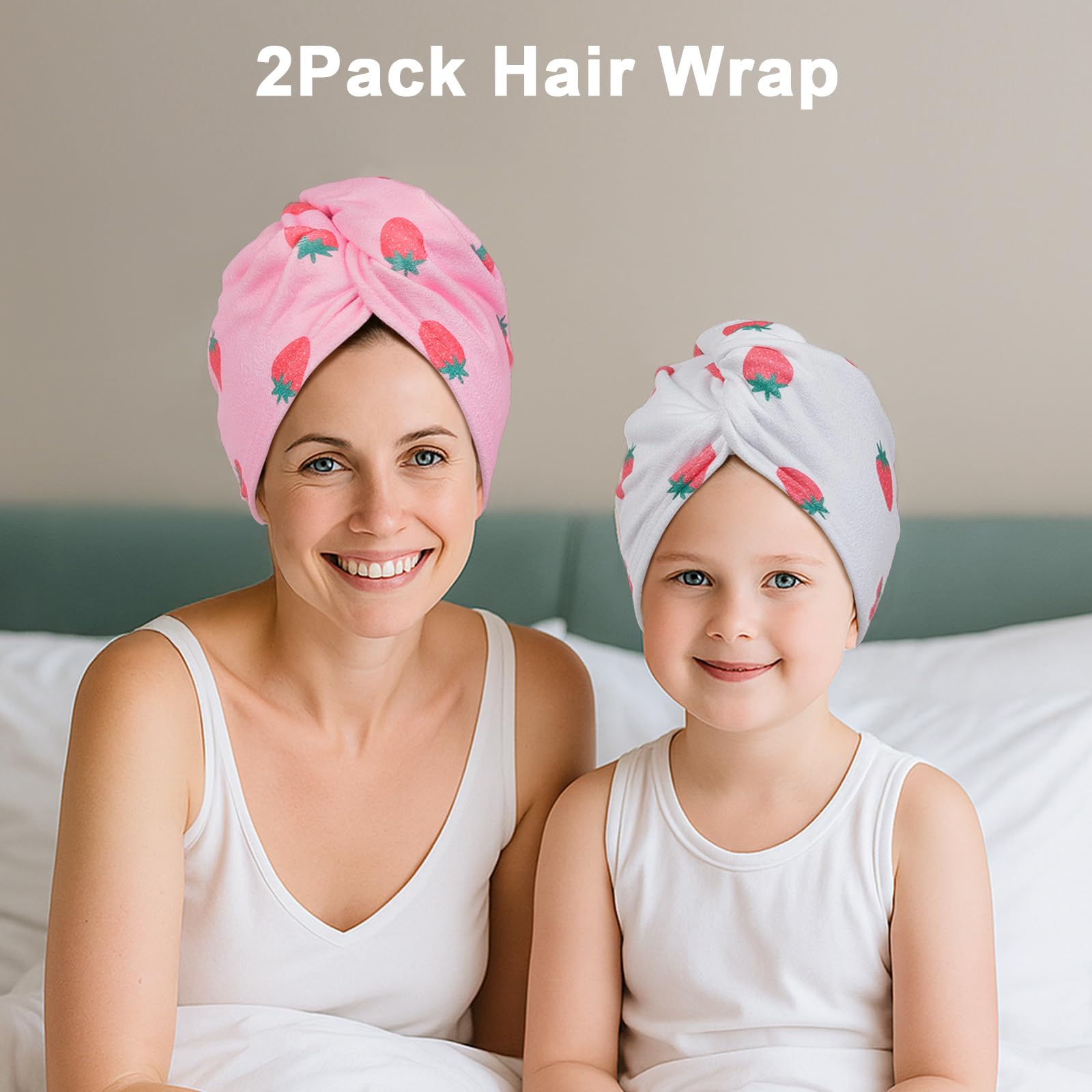 Back view of unicorn microfiber hair towel with button closure