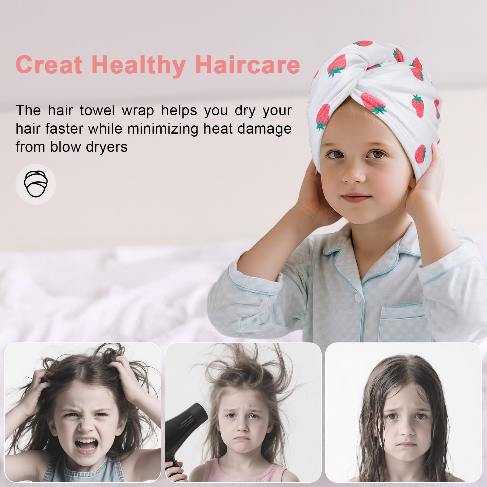 Close up of soft microfiber material on kids hair wrap