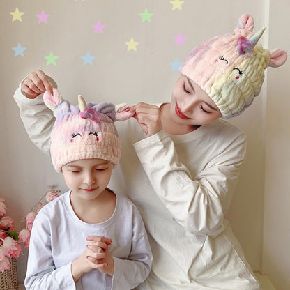Lightweight hair drying headscarf for children in use