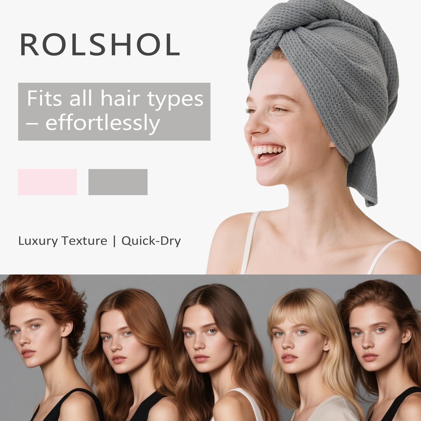 Rolshol hair towel wrap folded for travel
