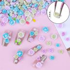 Assorted Kikonoke pastel flower charms arranged for DIY manicure designs