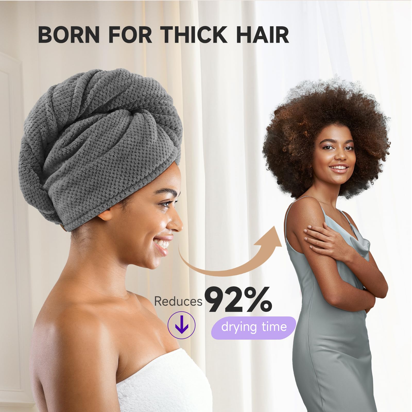 Umisleep microfiber hair turban texture detail