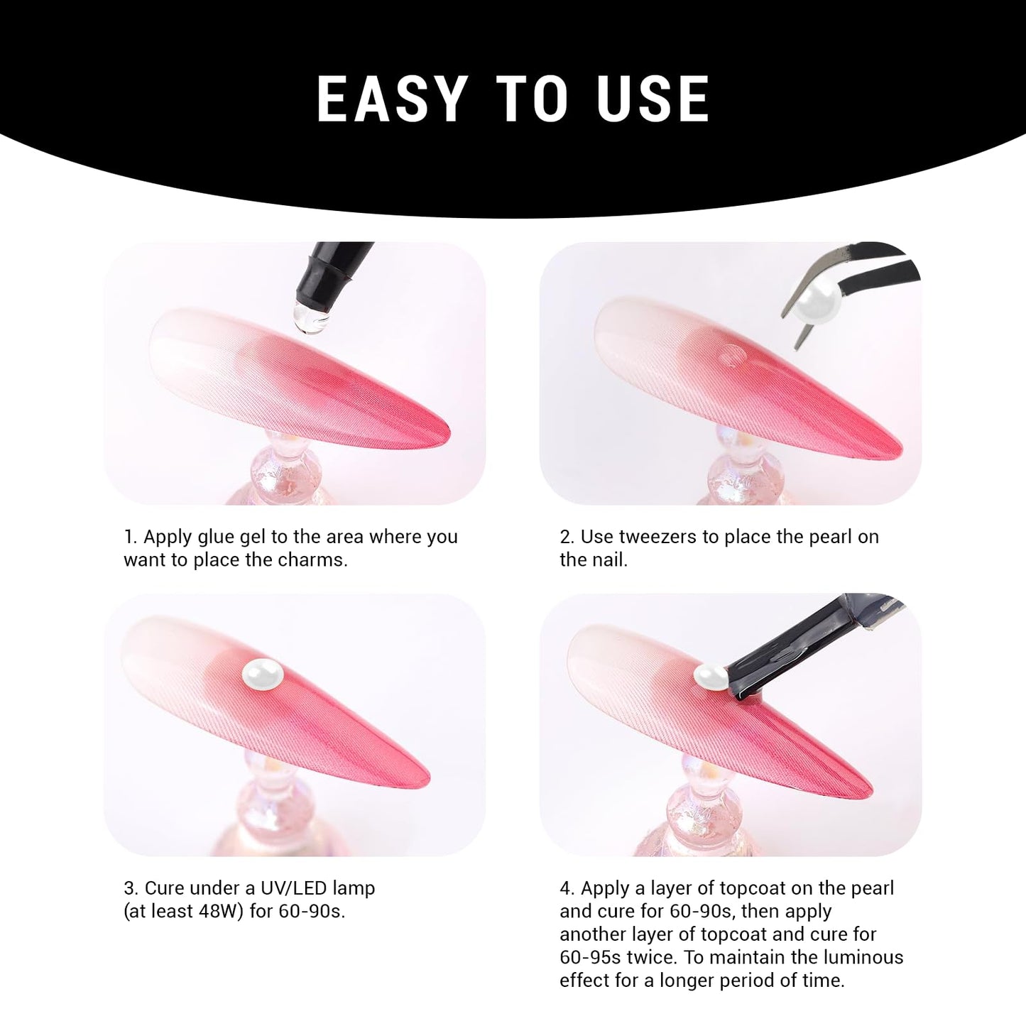 Different sizes of flatback pearls for DIY nail decoration