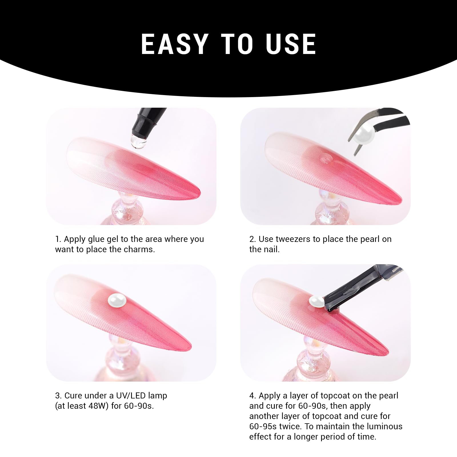 Different sizes of flatback pearls for DIY nail decoration