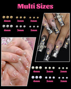 Anower flatback nail pearls set showing white and beige beads