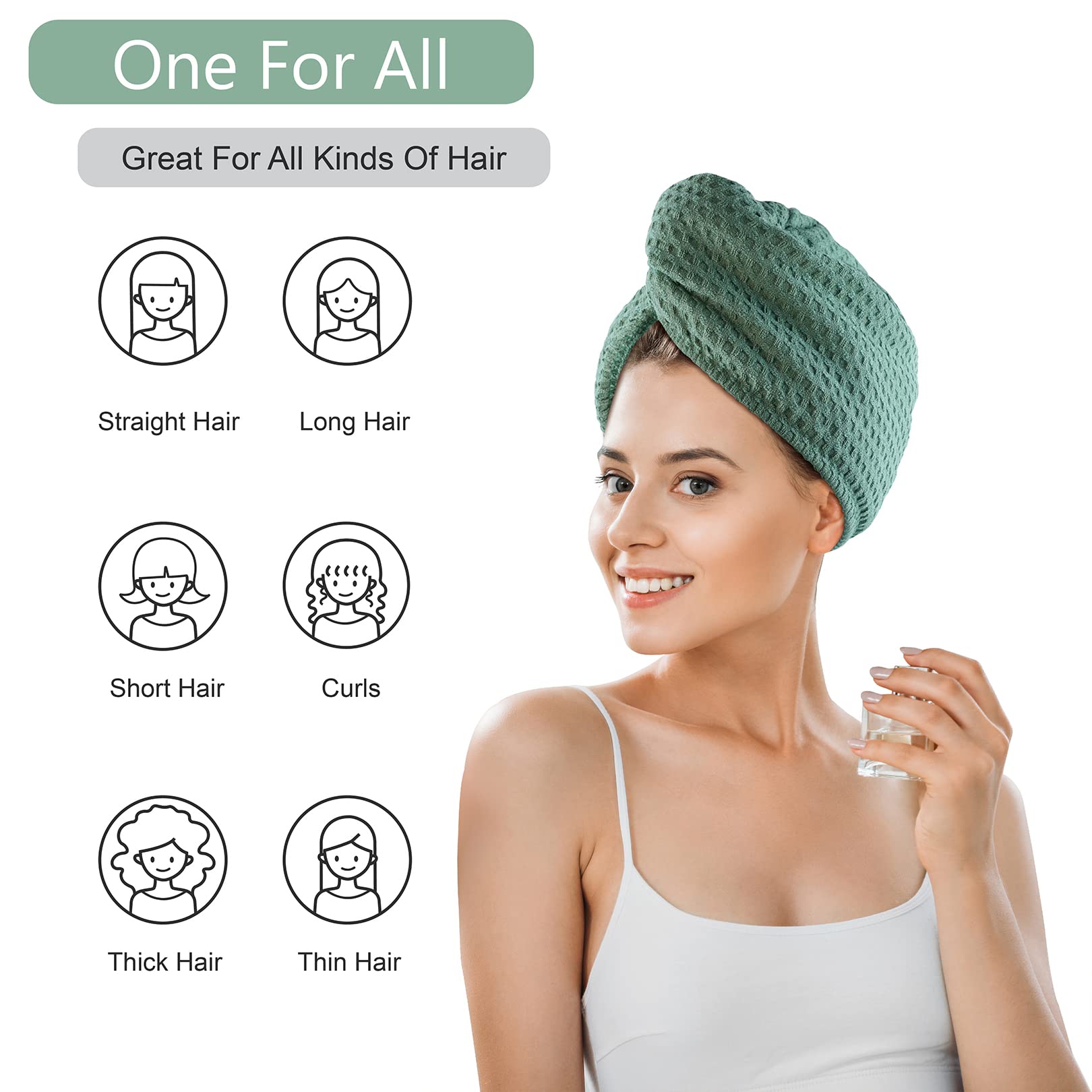 Dolwis waffle texture microfiber hair towel close up