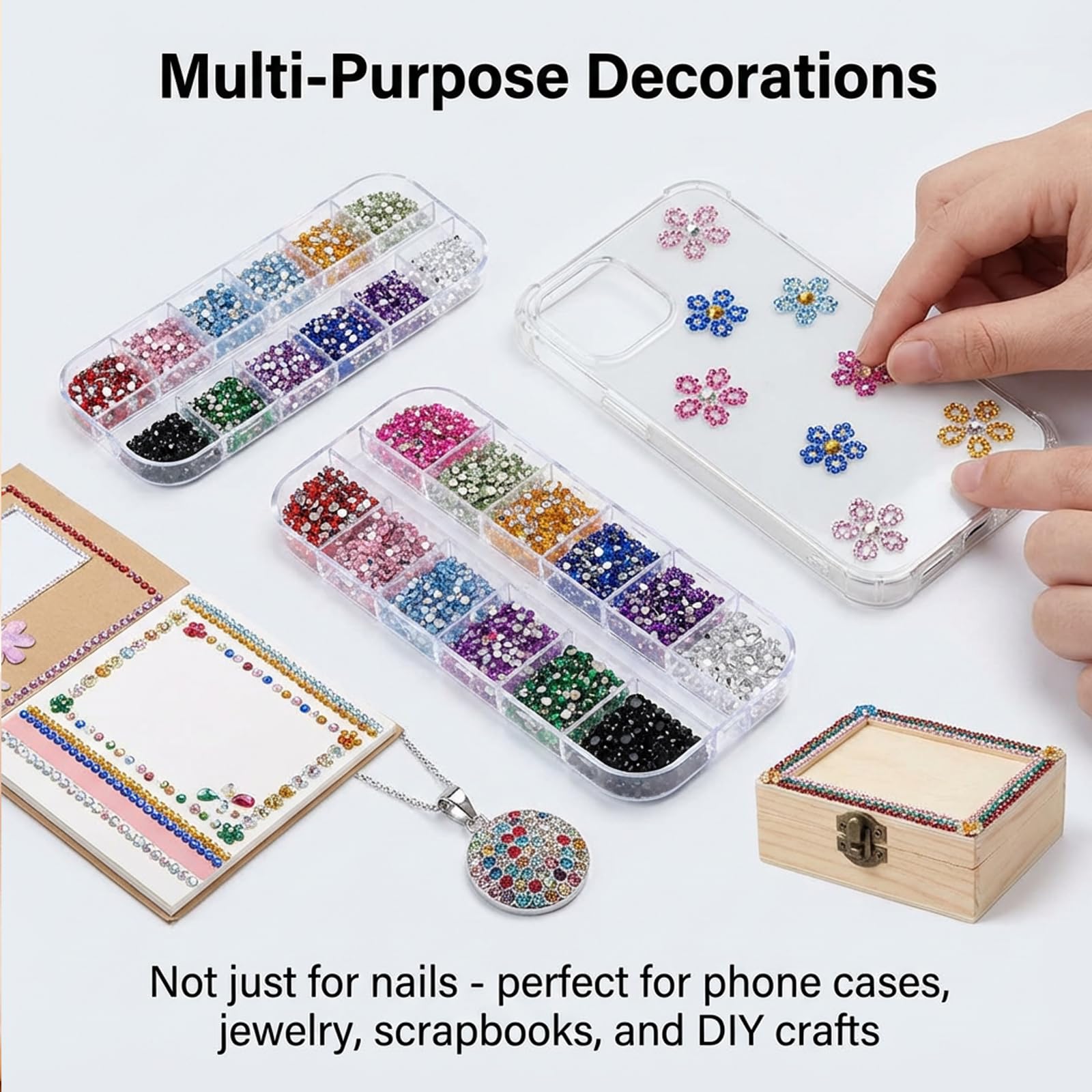 EditTime nail art kit organizer box showing mixed colors and shapes