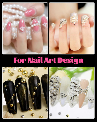 Professional nail art design using Belleboost half round pearls