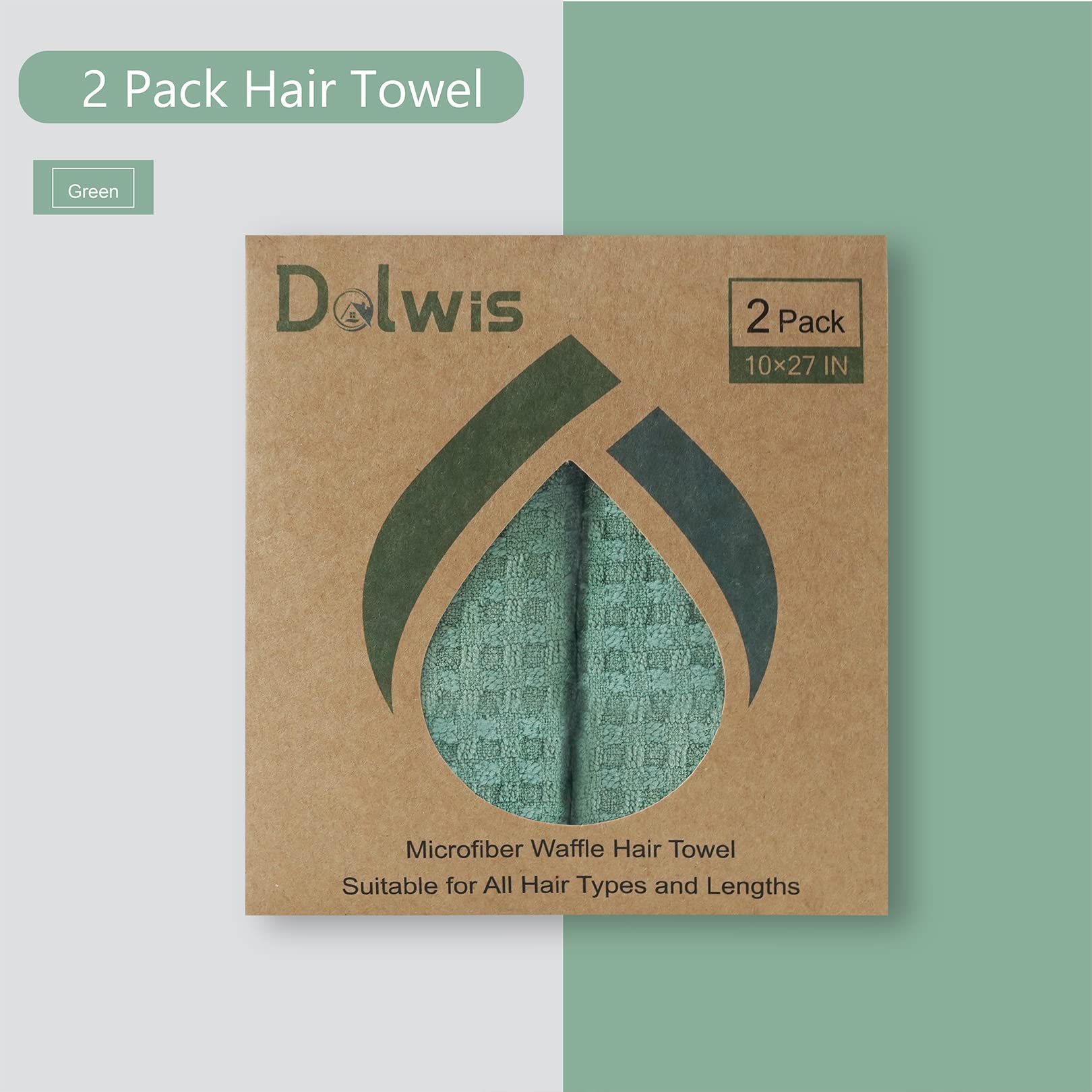 Dolwis microfiber hair towel showing length and dimensions