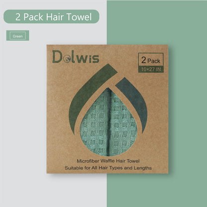 Dolwis microfiber hair towel showing length and dimensions