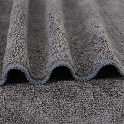 Two pack dark gray Polyte hair drying towels folded