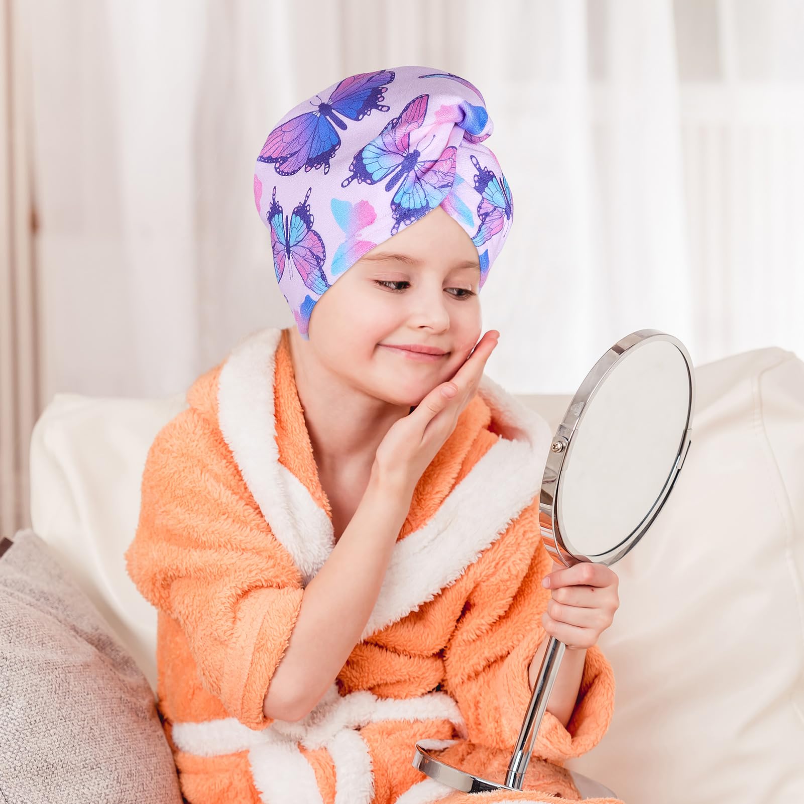 Fiobee absorbent hair turban with secure button detail