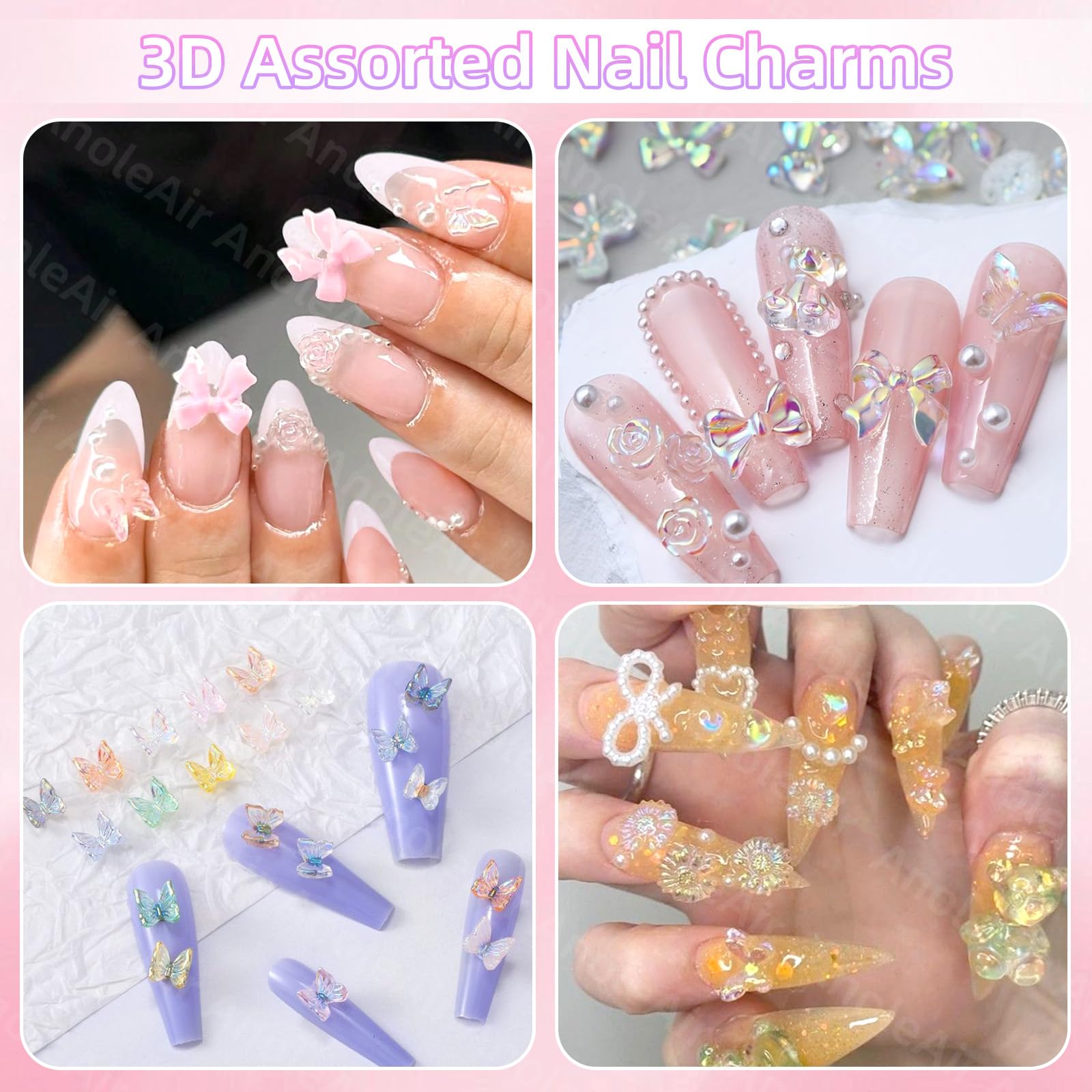 The Beauty Blush nail charms displayed for DIY manicure design