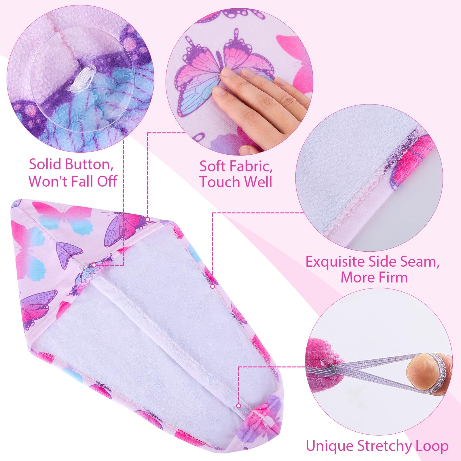 Fiobee kids hair towel wrap love pattern display