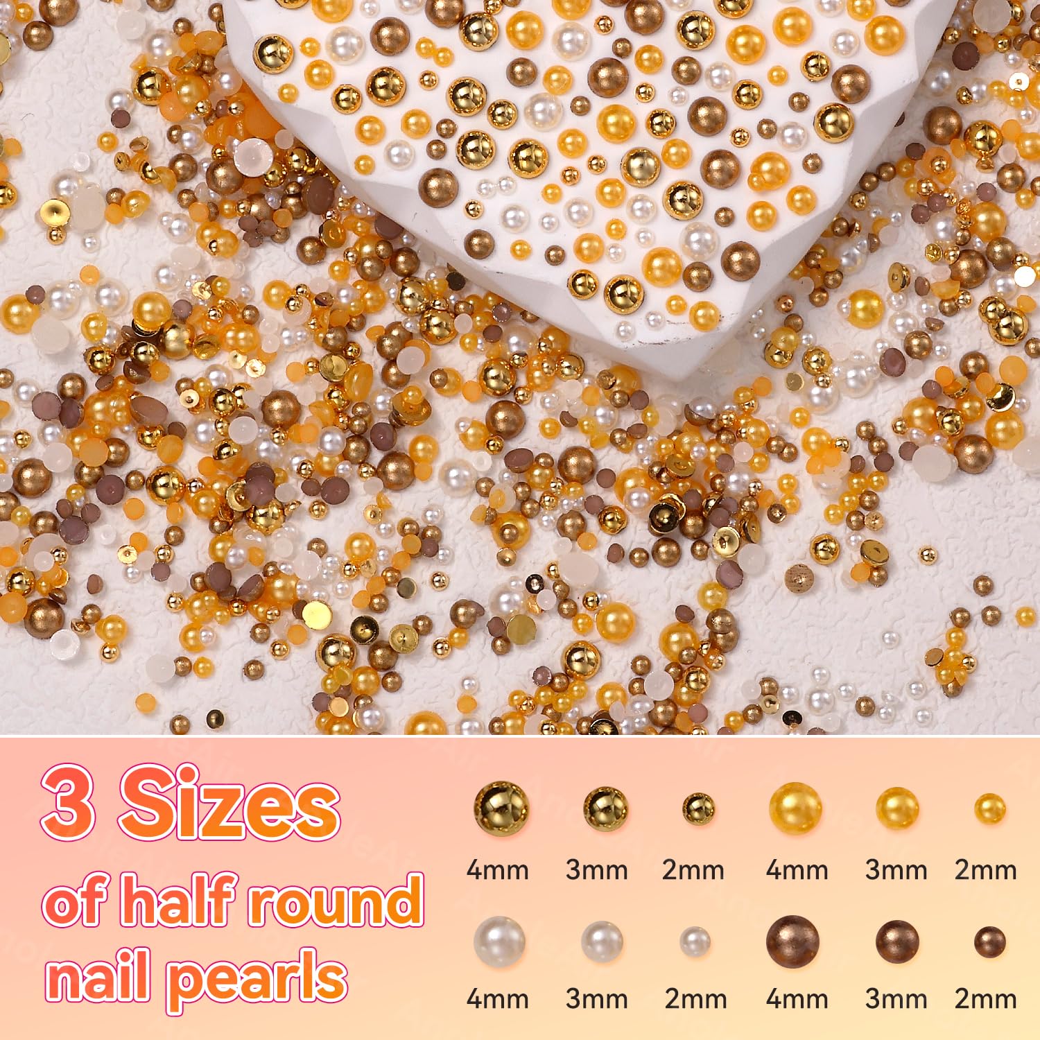 Vhbie Enterprises 3D nail art pearls in storage organizer