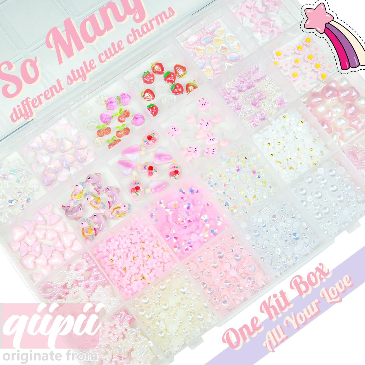 Assorted 3D resin bows and animal charms for nails