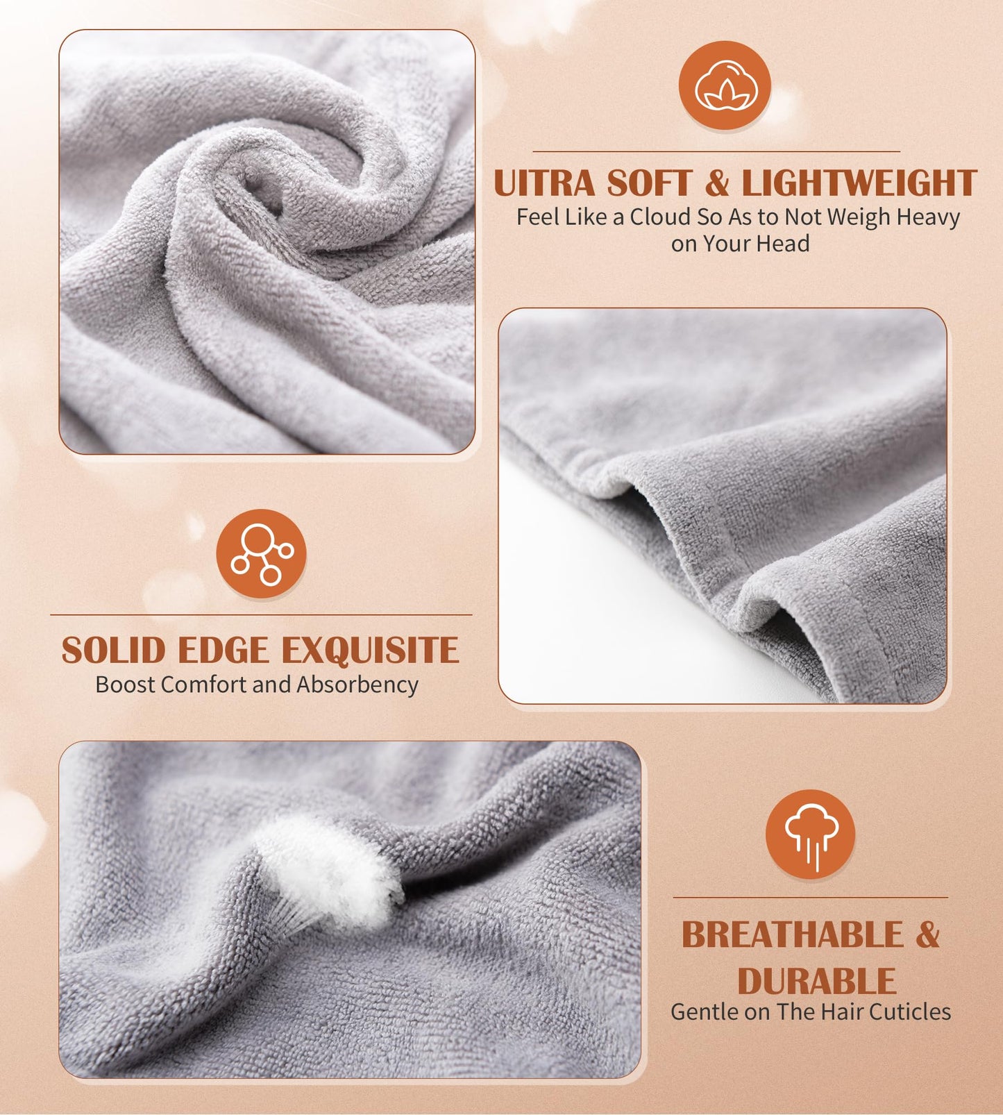 Detailed view of the button and elastic loop on the hair towel