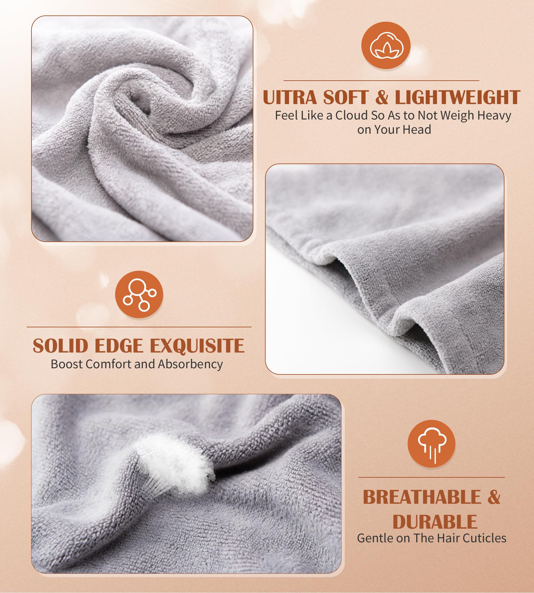 Detailed view of the button and elastic loop on the hair towel