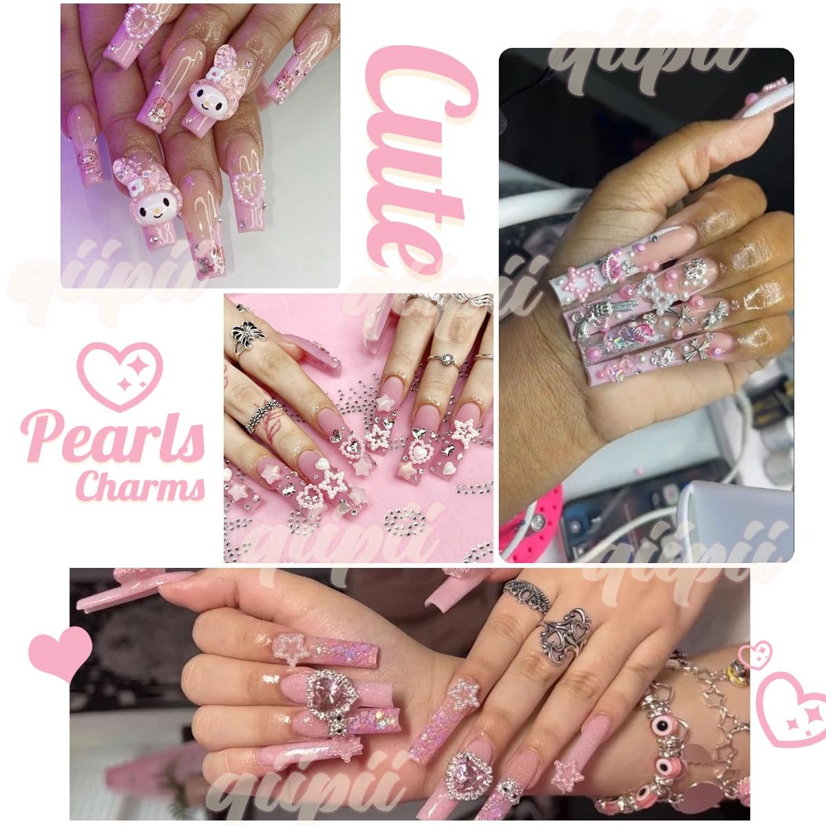 Close up of 3D acrylic nail art supply kit