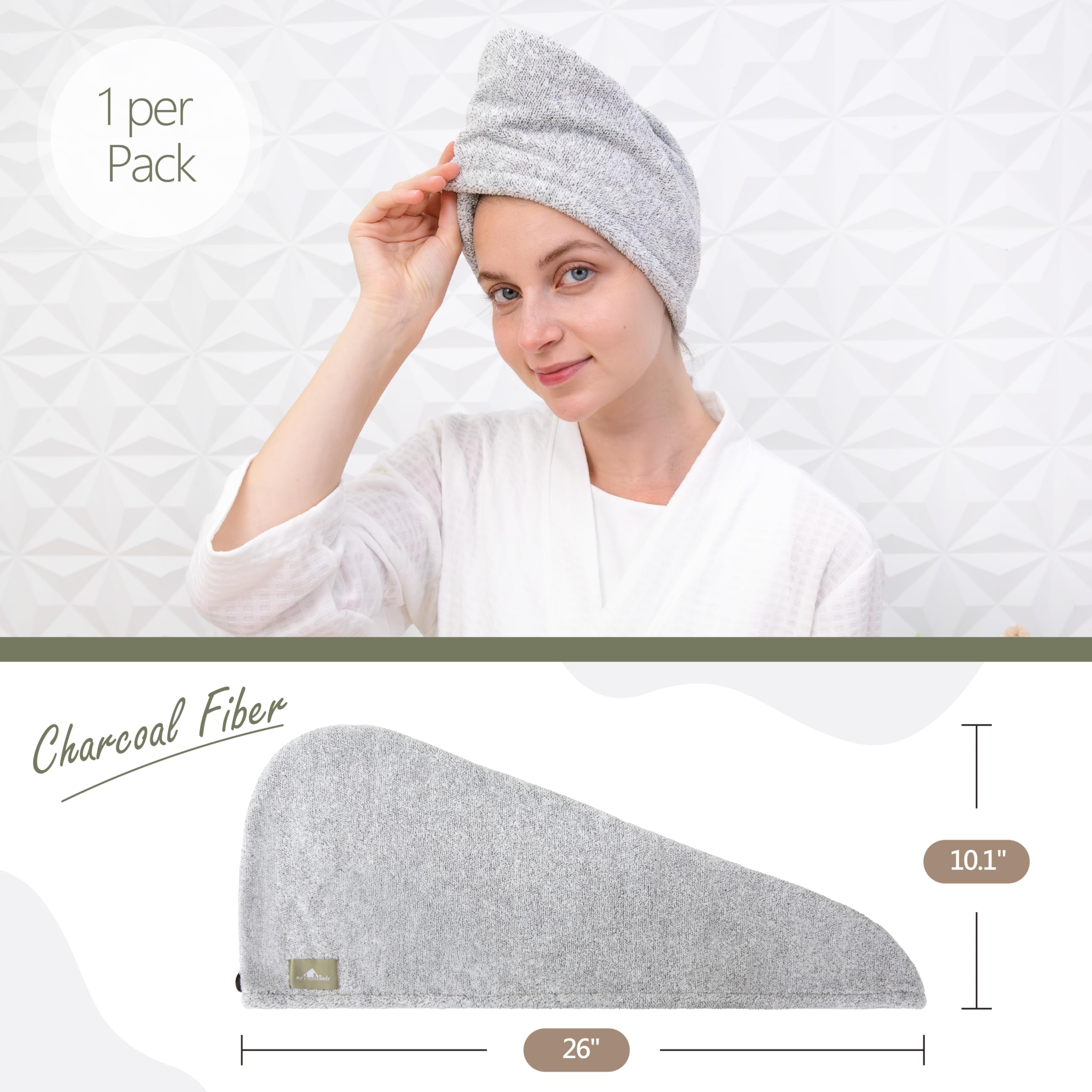myHomeBody quick drying hair wrap with coconut button