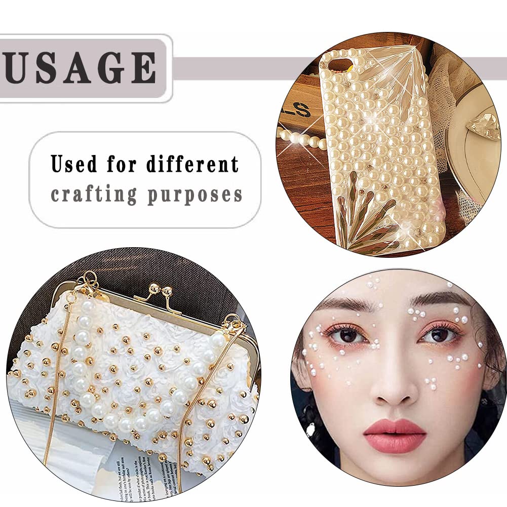 Silver nail pearls shown in various sizes for DIY crafts