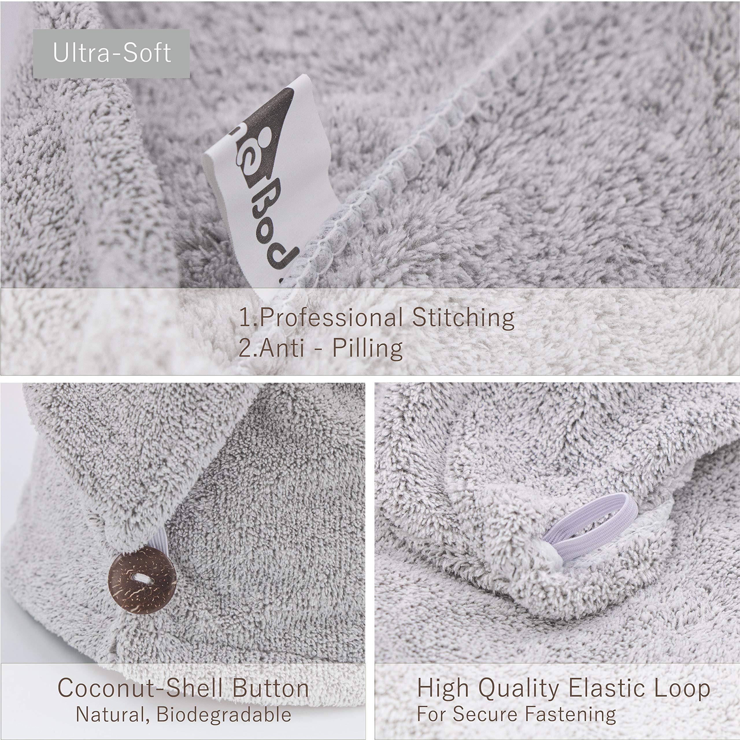 Back view of myHomeBody absorbent hair towel wrap