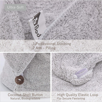 Back view of myHomeBody absorbent hair towel wrap