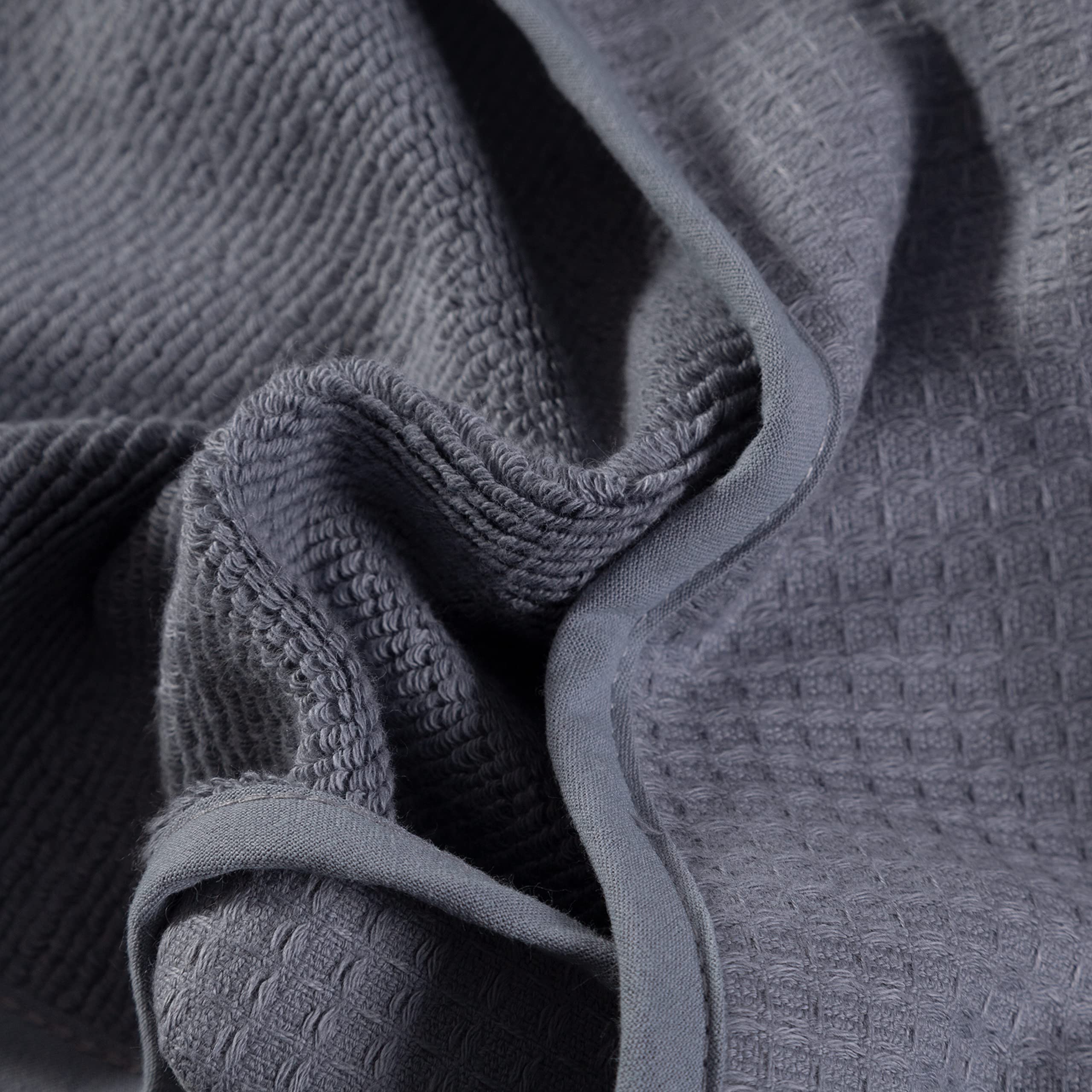 Selarus grey cotton hair towel wrap secured with loop