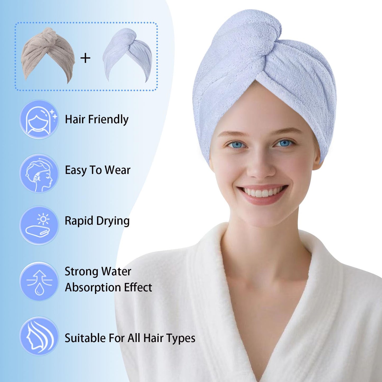 AGKXHDEC hair drying wrap with button closure