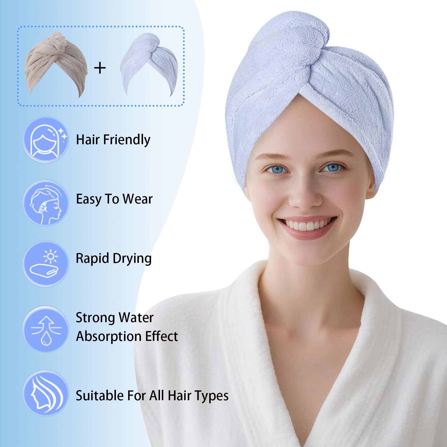 AGKXHDEC hair drying wrap with button closure