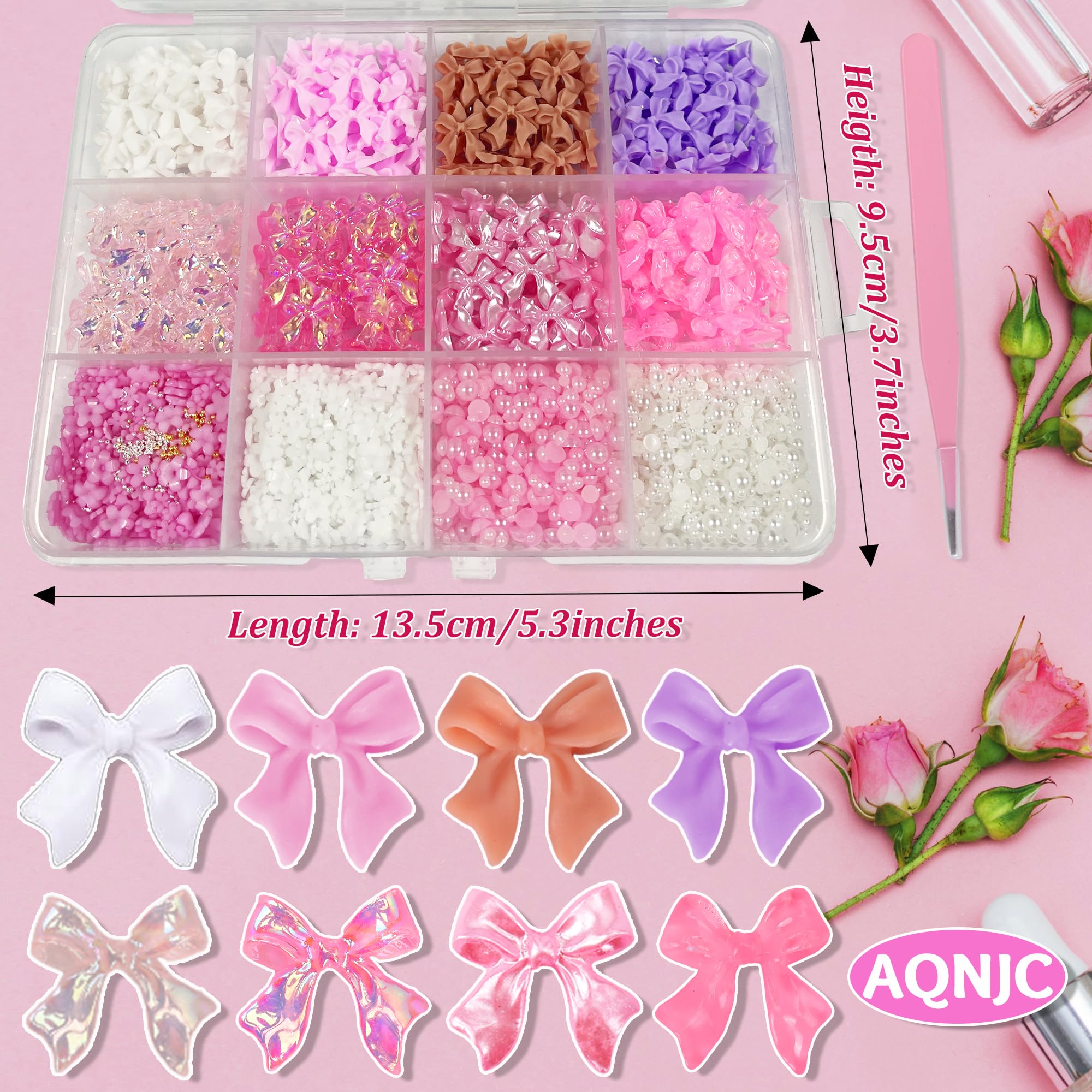 Assorted Y2K style nail art charms and decorative pearls
