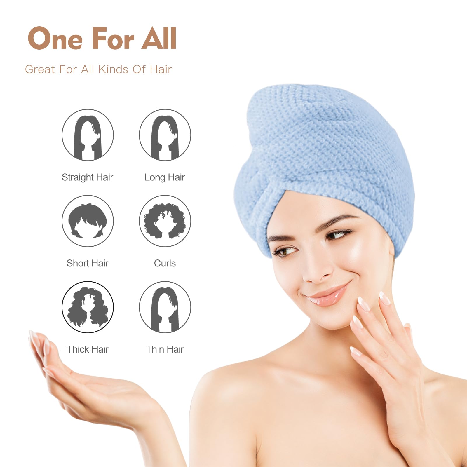HJSS OEAGO microfiber hair towel wrap showing button closure