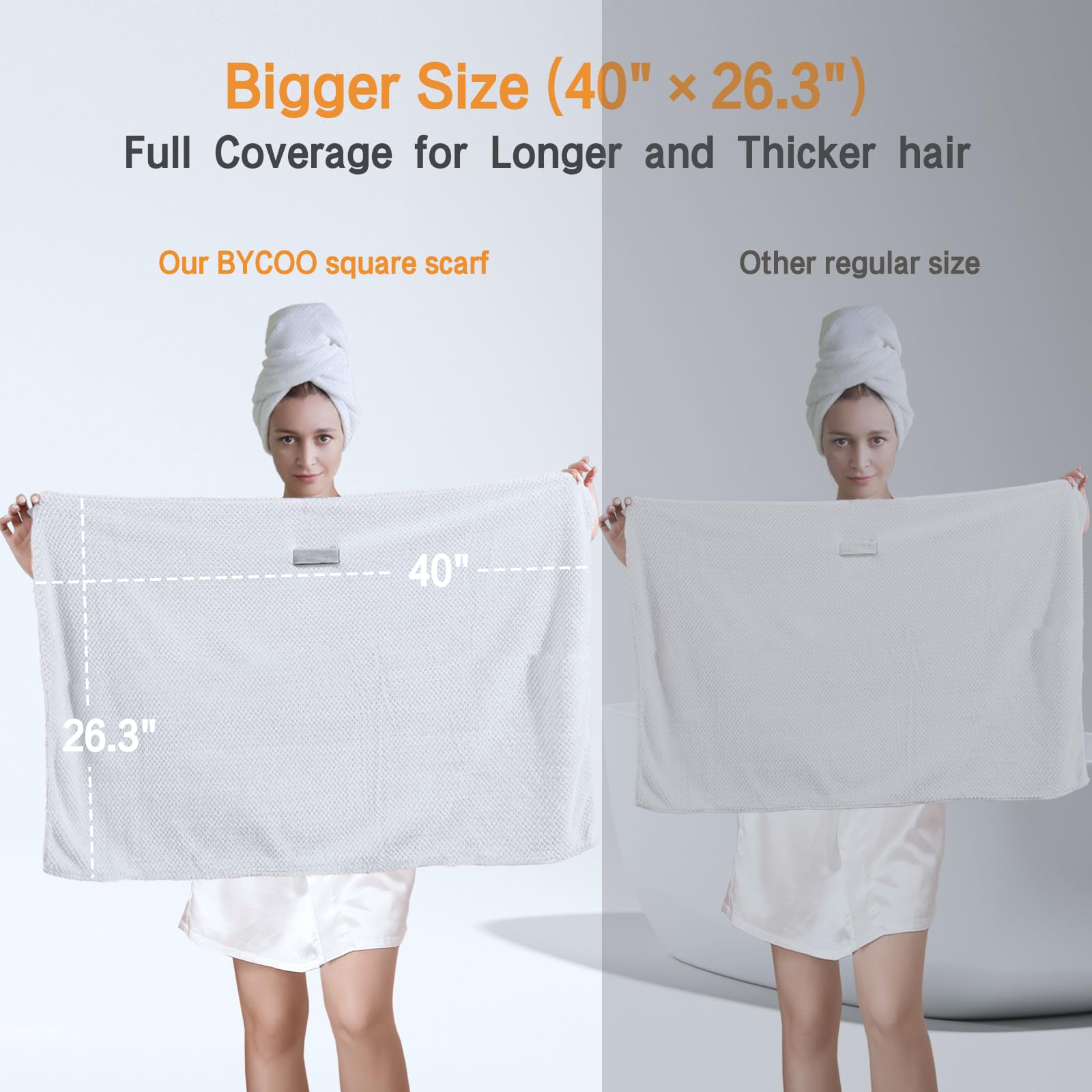 Bycoo microfiber hair turban showing size and texture