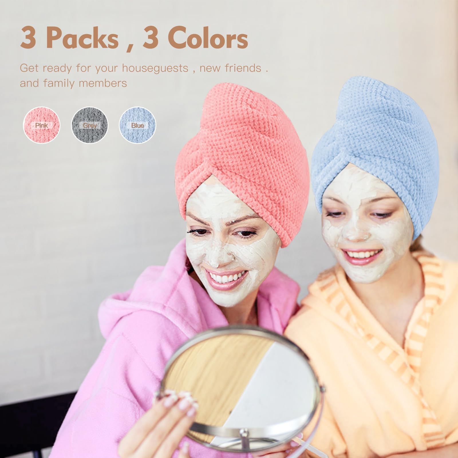 Fast drying microfiber hair turban for ladies