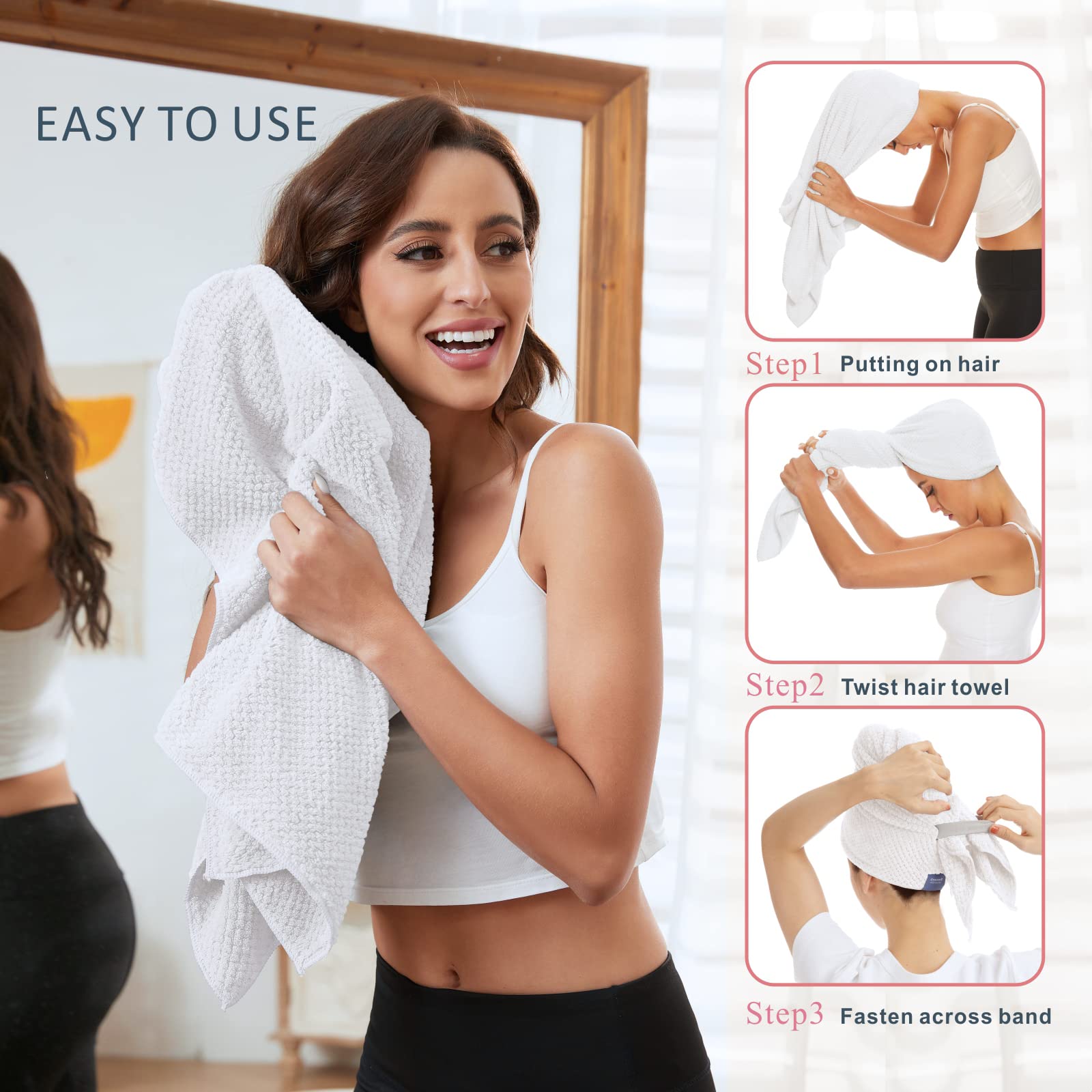 Bycoo hair towel wrap folded to show large dimensions
