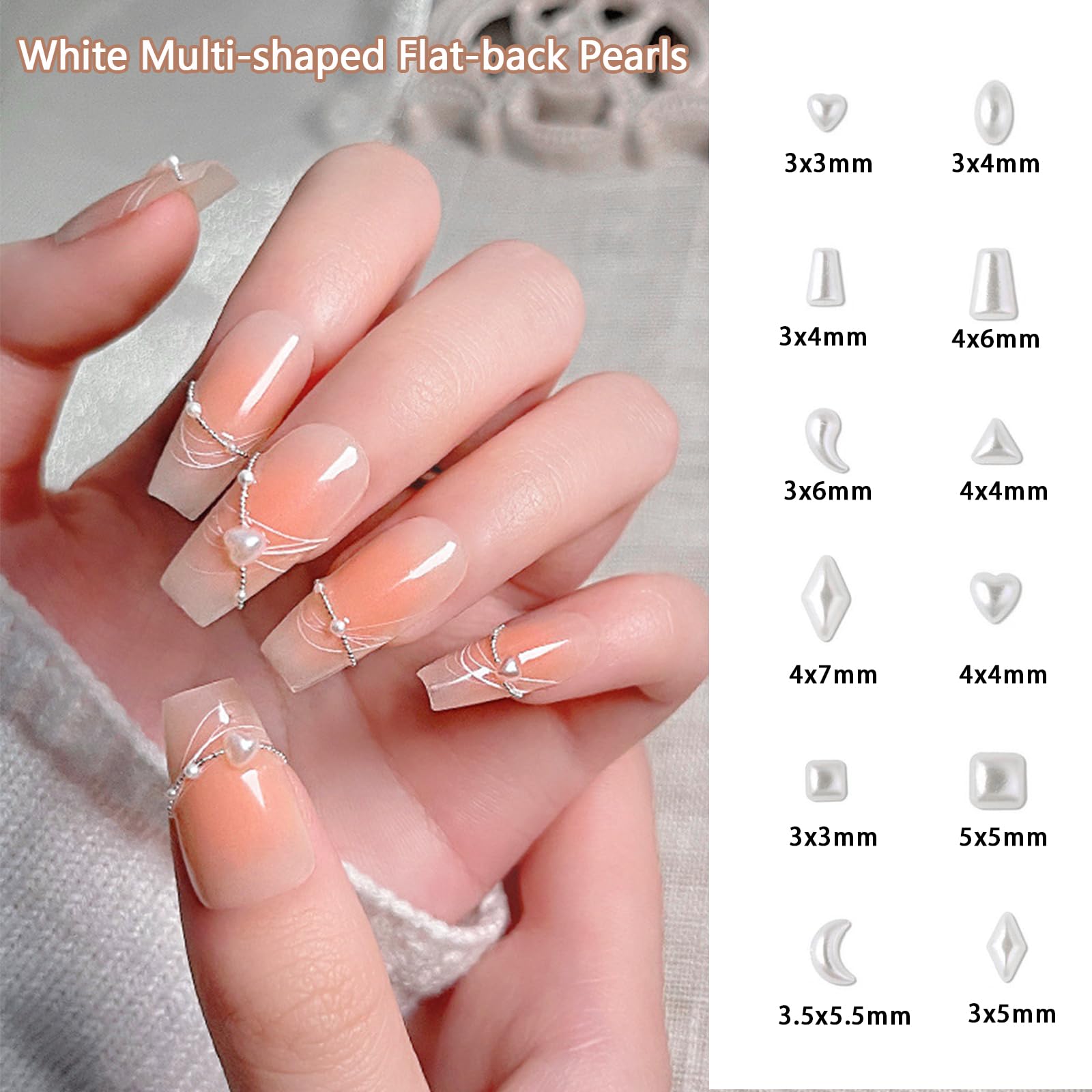 Close up of 3D star and heart nail art charms