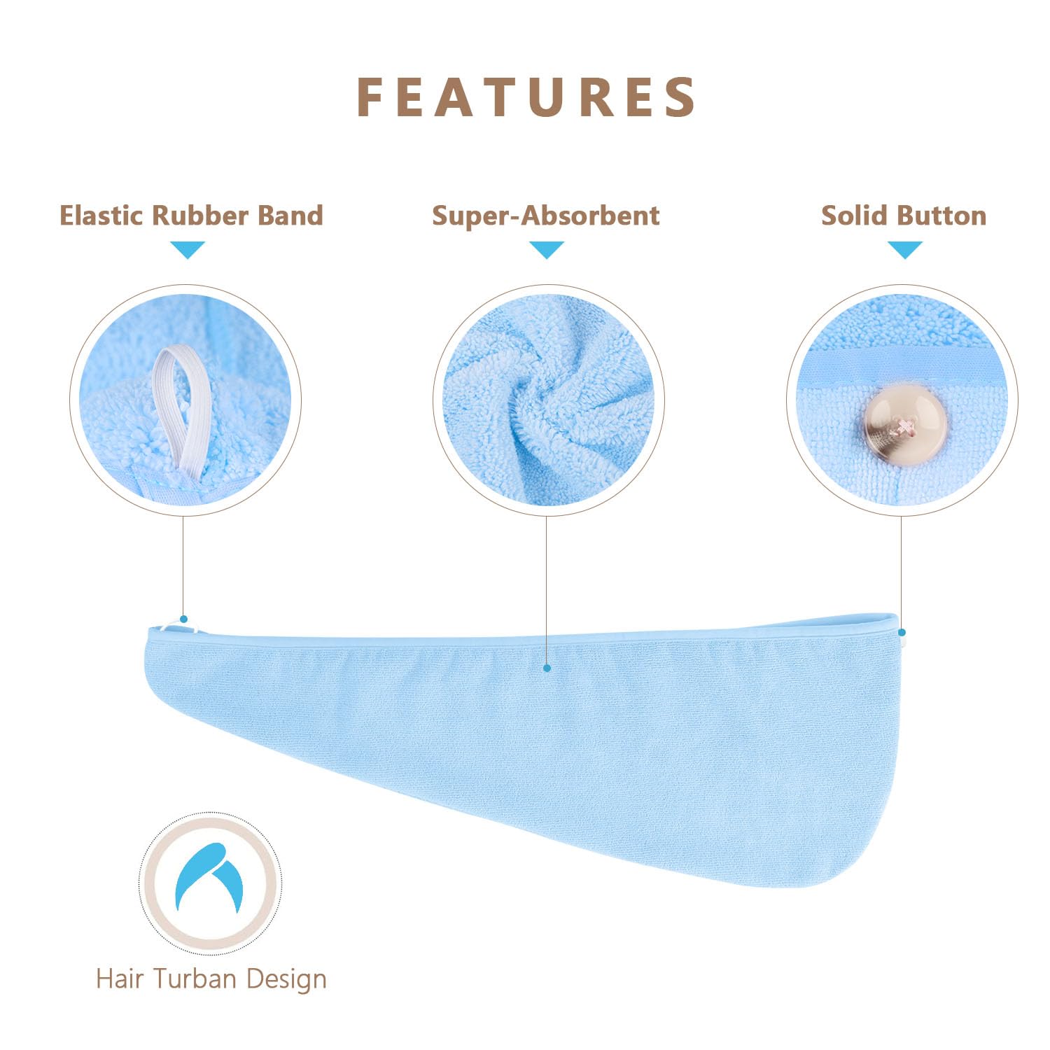 Five pack Aidea hair turbans stacked together