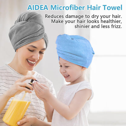Aidea hair towel wrap demonstrating secure fit on long hair