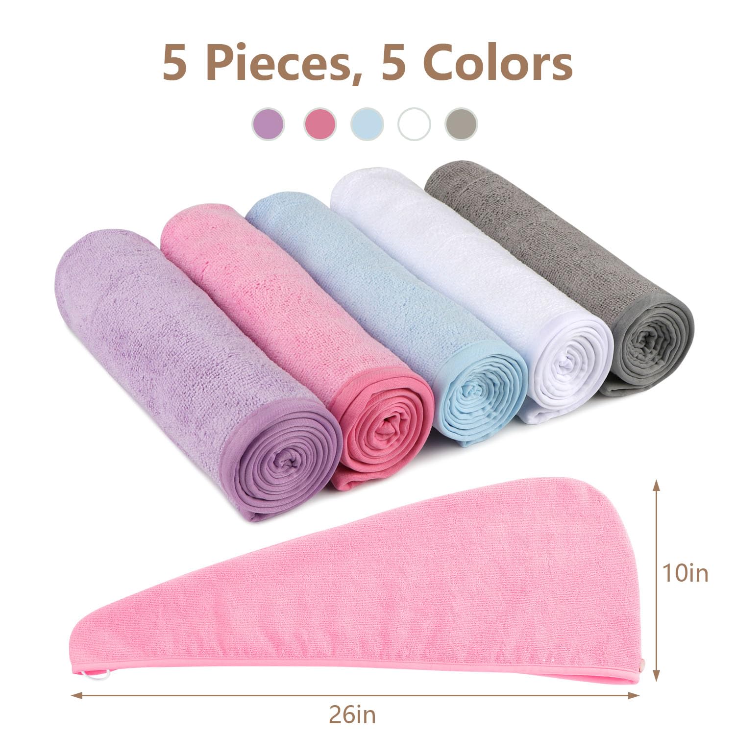 Aidea 5 pack microfiber hair towels lifestyle set