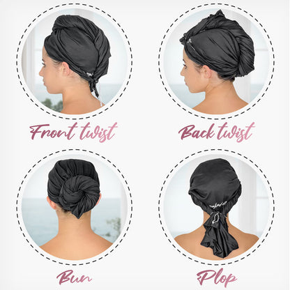 Instructions for wrapping hair with The Perfect Haircare towel