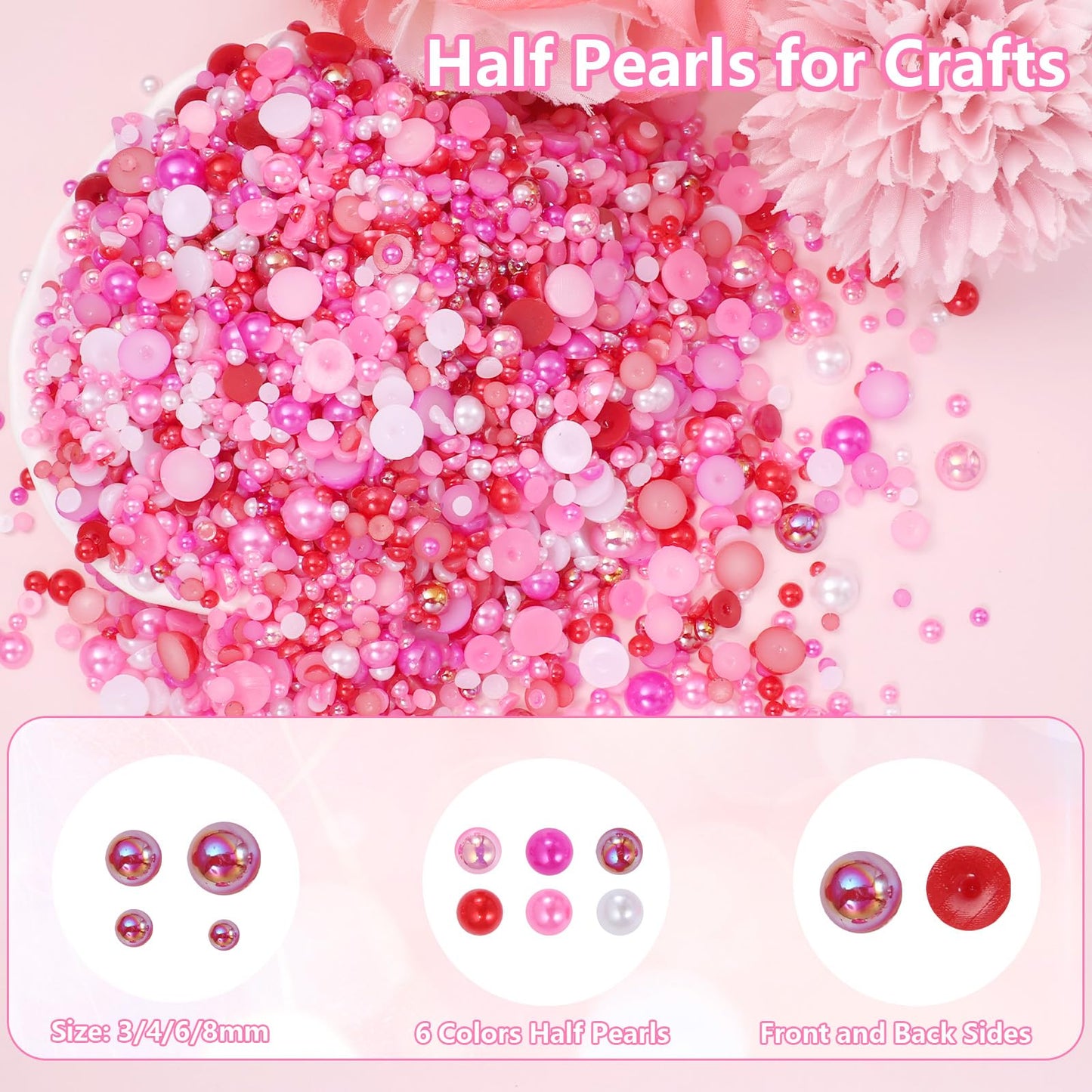 Half round ABS pearls for DIY craft projects