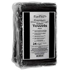 Stacked view of black bleach tough salon towels showing texture