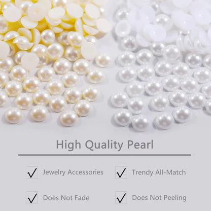 Close up of 5mm white half round craft pearls