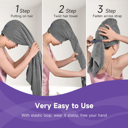 Side profile of Umisleep microfiber hair turban showing size