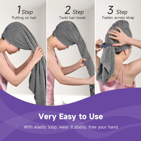 Side profile of Umisleep microfiber hair turban showing size