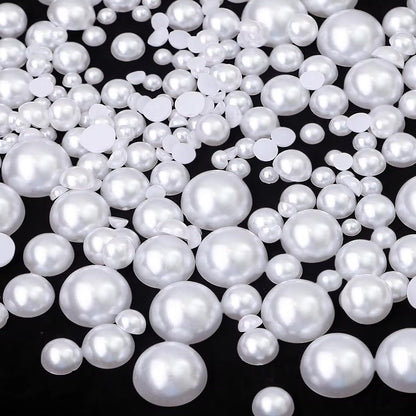 Various DIY craft items decorated with Dbdjwhj white pearls