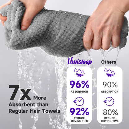 Umisleep microfiber hair towel folded for travel storage