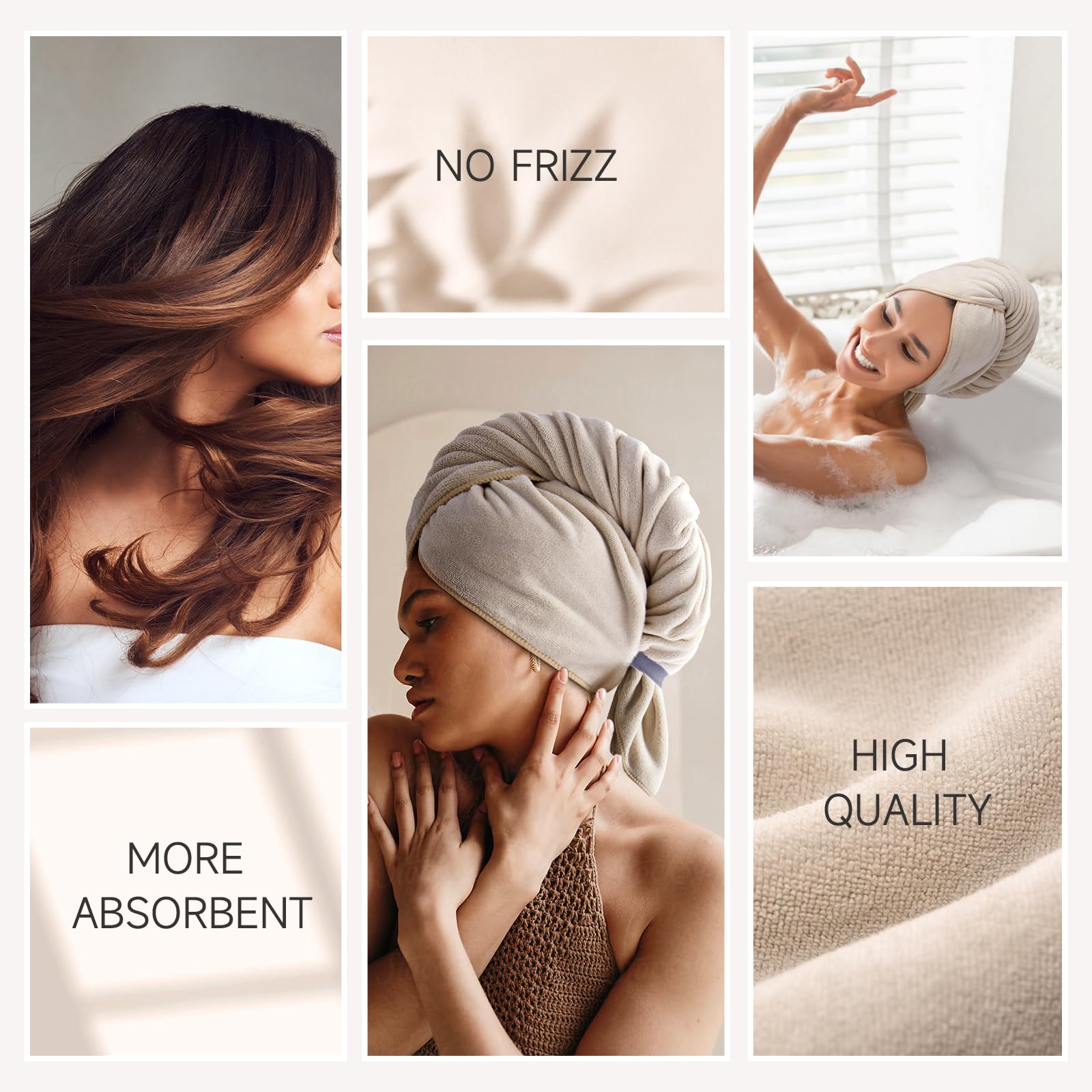 Side profile of Umisleep microfiber hair towel on long hair