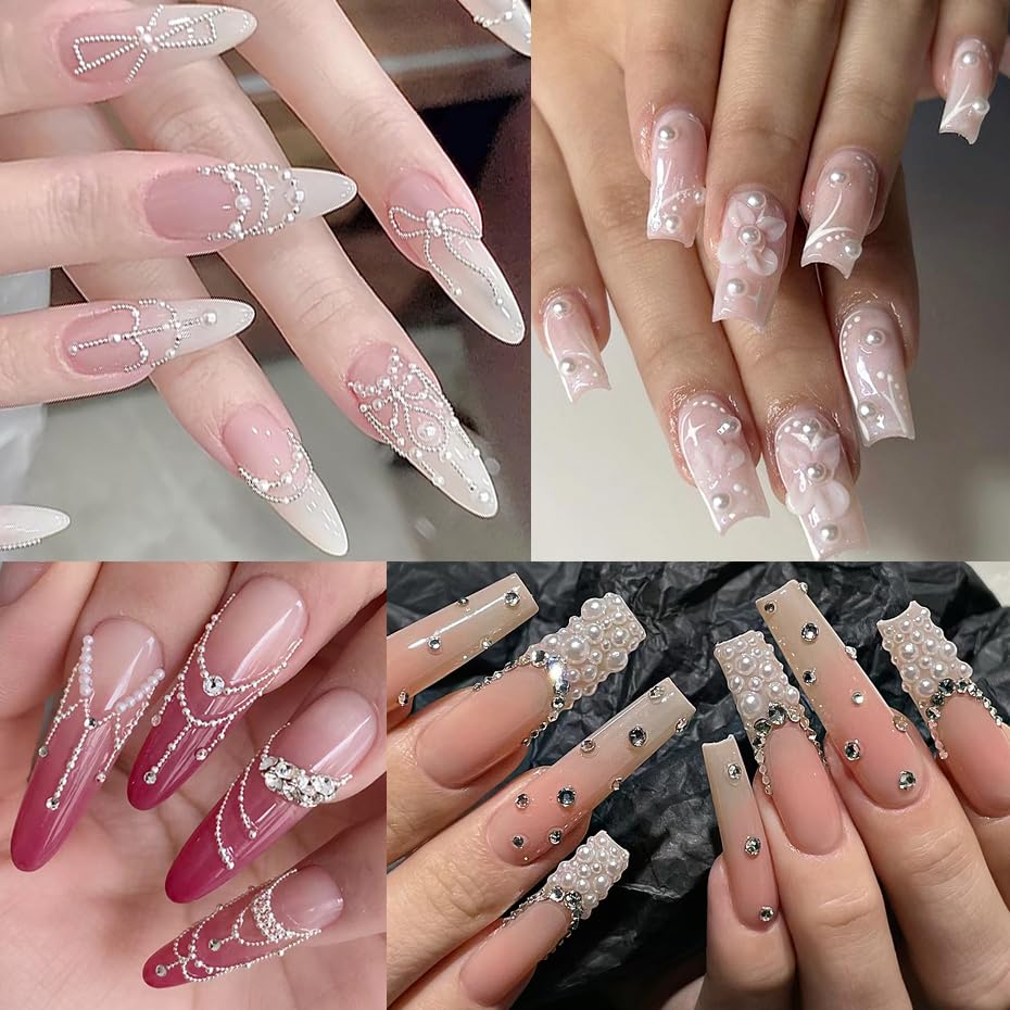 Divided grid storage box for organized nail art pearls